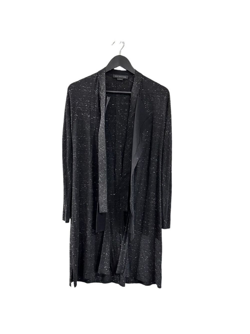 Marie Saint Pierre Heathered Black Lightweight Cardigan Duster Jacket Sz 1 US 6